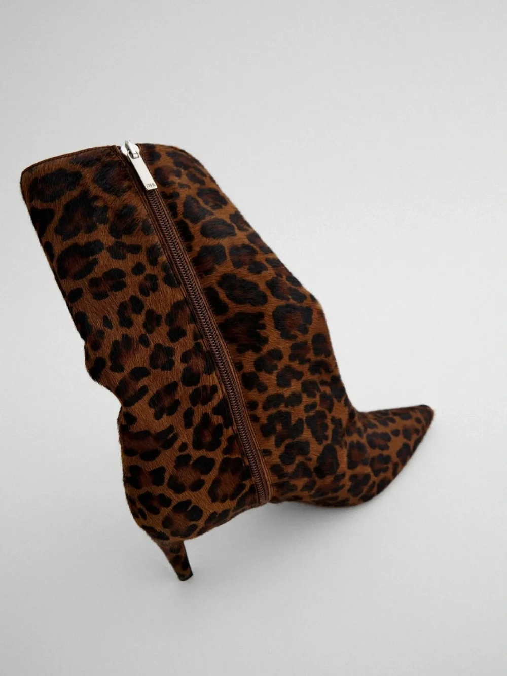Zara Leopard Animal Print Leather Heeled Ankle Boots size 40